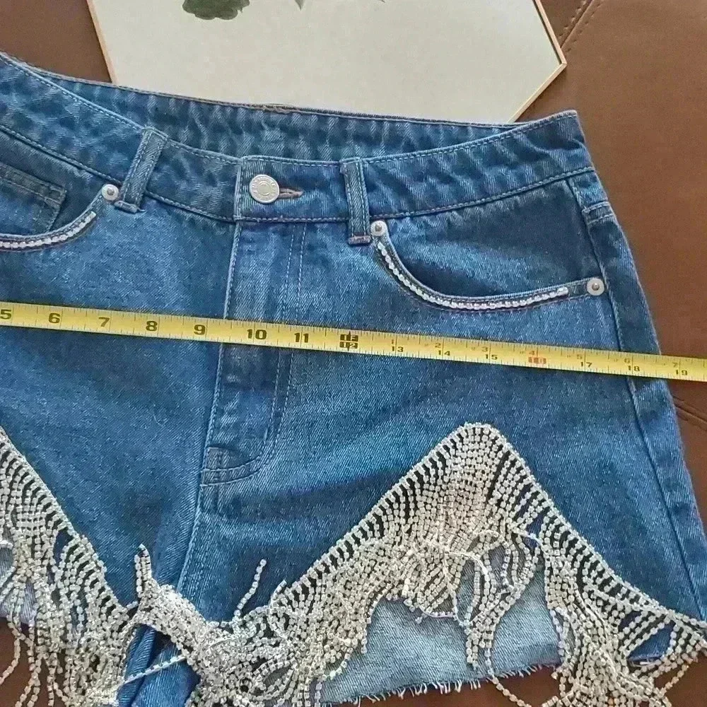 Rhinstone jean shorts